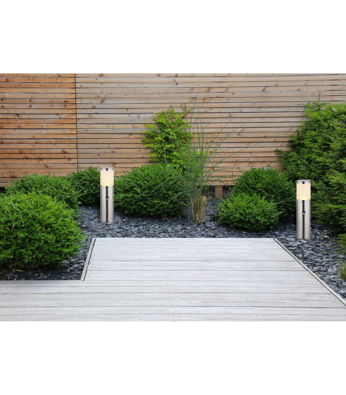 Xeloo PIR Outdoor Bollard Silver Glossy IP44 1x E27 Dawn Dusk Sensor-4