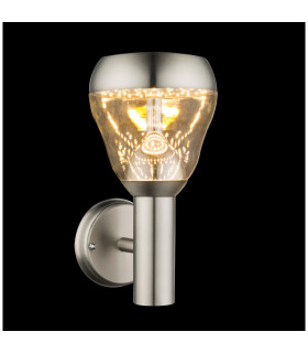 Monte Outdoor Modern Wall Lamp Stainless Steel IP44 Clear Glass Shade LED 3000K-1