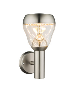 Monte Outdoor Modern Wall Lamp Stainless Steel IP44 Clear Glass Shade LED 3000K-2