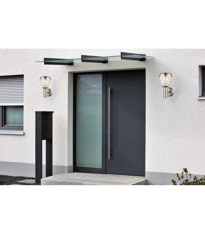 Monte Outdoor Modern Wall Lamp Stainless Steel IP44 Clear Glass Shade LED 3000K-3