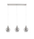 Drop Bar Pendant Ceiling Light Black Transparent Glass Shade 3x E14