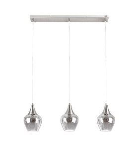 Drop Bar Pendant Ceiling Light Black Transparent Glass Shade 3x E14