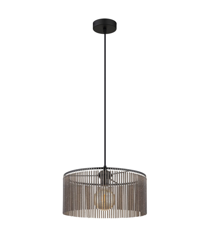 Leeds Cylindrical Pendant Ceiling Light Matt Black 1x E27-2