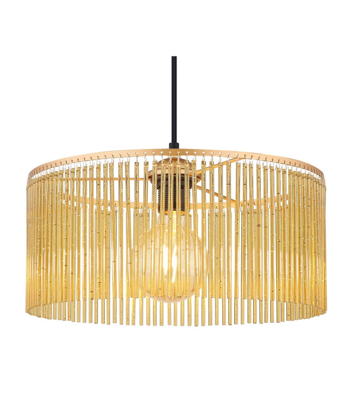 Leeds Cylindrical Pendant Ceiling Light Gold Colours Antique 1x E27-3
