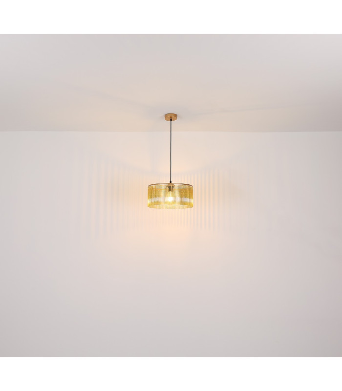Leeds Cylindrical Pendant Ceiling Light Gold Colours Antique 1x E27-6