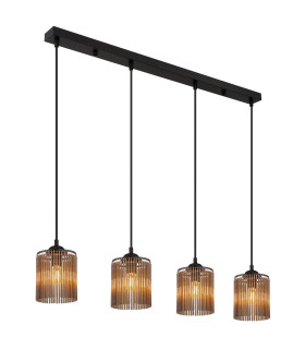 Leeds Bar Pendant Ceiling Light Matt Black 4x E14-1
