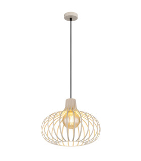 Mateo Wire Frame Pendant Ceiling Light Creme Coloured Matt 1x E27-1