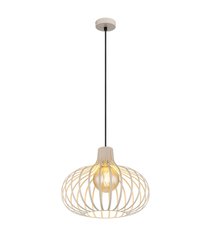 Mateo Wire Frame Pendant Ceiling Light Creme Coloured Matt 1x E27-1