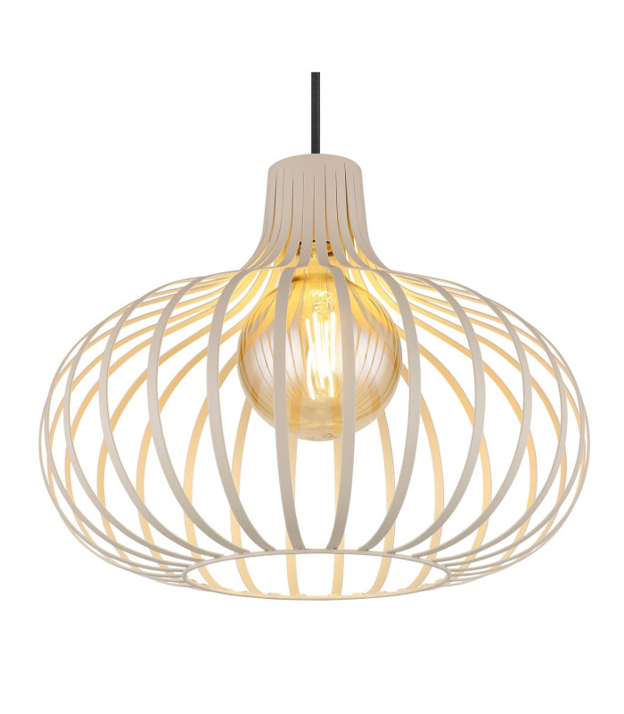 Mateo Wire Frame Pendant Ceiling Light Creme Coloured Matt 1x E27-3
