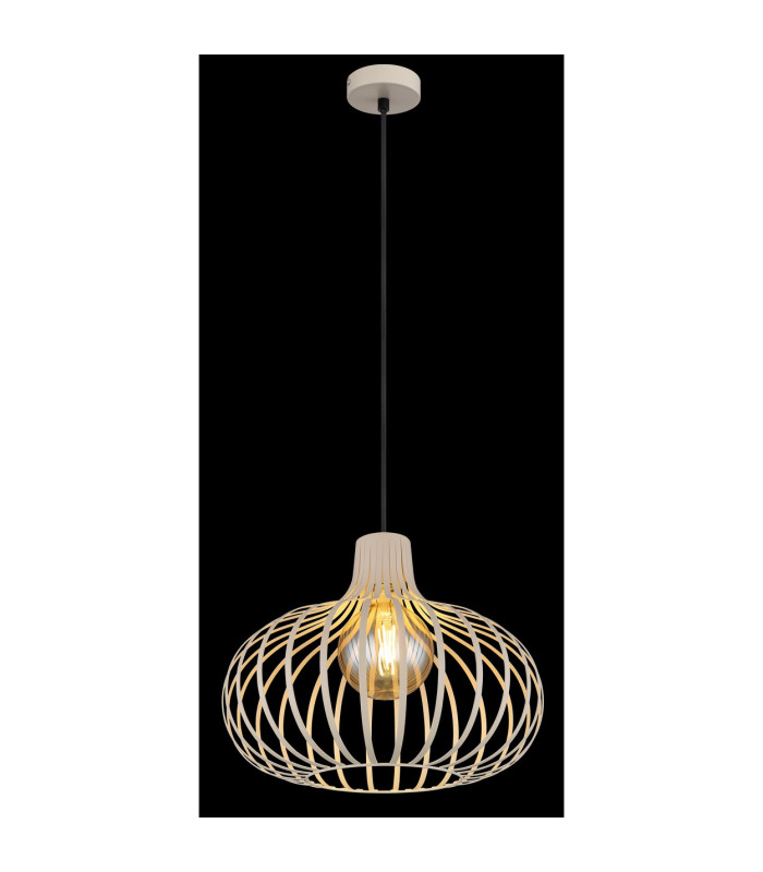 Mateo Wire Frame Pendant Ceiling Light Creme Coloured Matt 1x E27-4