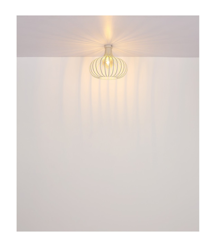 Mateo Wire Frame Pendant Ceiling Light Creme Coloured Matt 1x E27-6