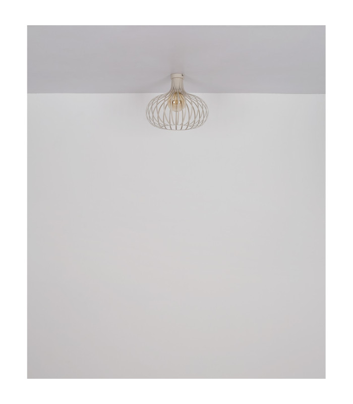 Mateo Wire Frame Pendant Ceiling Light Creme Coloured Matt 1x E27-7