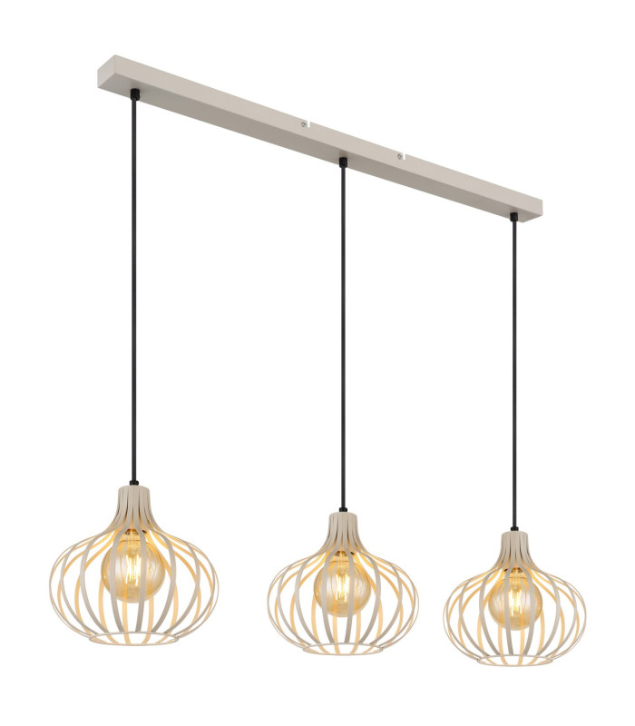 Mateo Bar Pendant Ceiling Light Creme Coloured Matt 3x E27-1