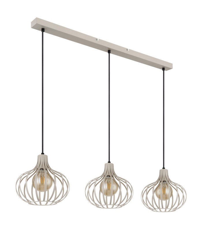 Mateo Bar Pendant Ceiling Light Creme Coloured Matt 3x E27-2