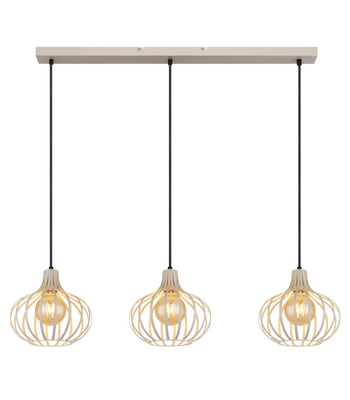 Mateo Bar Pendant Ceiling Light Creme Coloured Matt 3x E27-3
