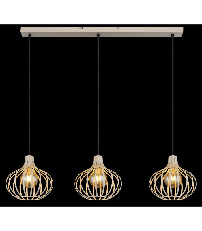 Mateo Bar Pendant Ceiling Light Creme Coloured Matt 3x E27-5