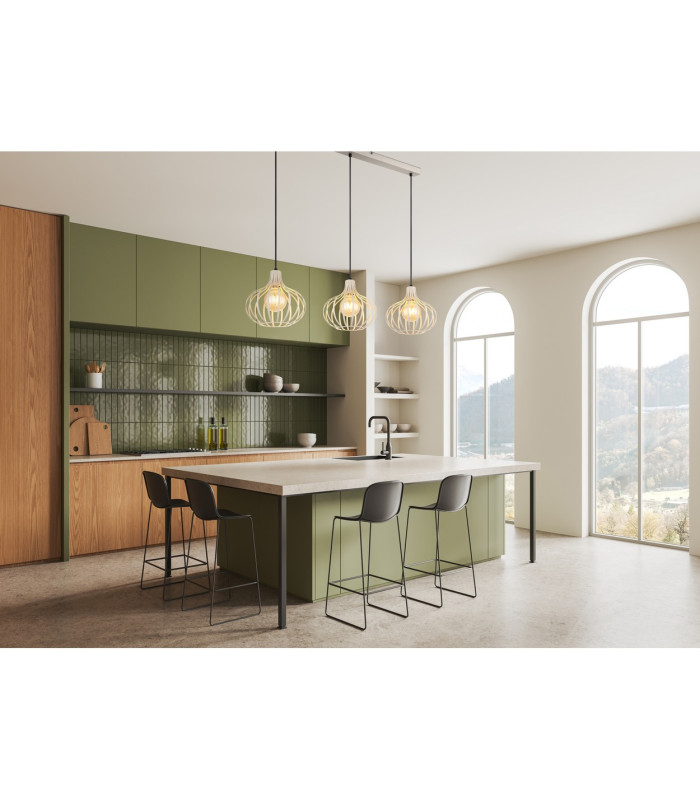 Mateo Bar Pendant Ceiling Light Creme Coloured Matt 3x E27-6
