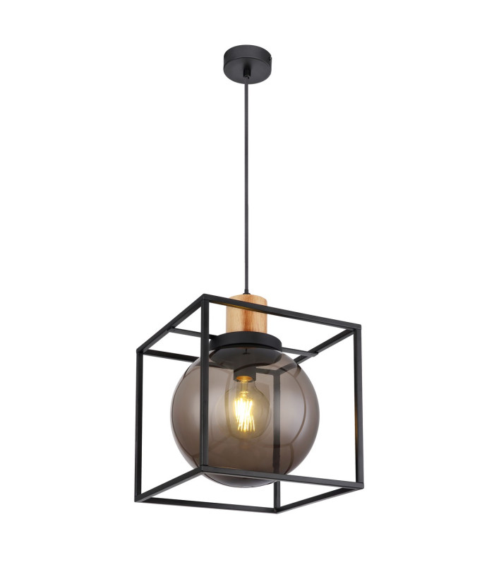 Hilko Wire Frame Pendant Ceiling Light Matt Black 1x E27-1