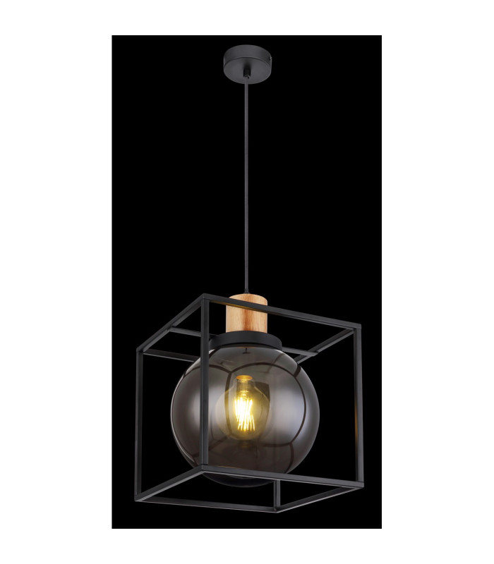 Hilko Wire Frame Pendant Ceiling Light Matt Black 1x E27-5