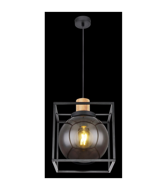 Hilko Wire Frame Pendant Ceiling Light Matt Black 1x E27-6