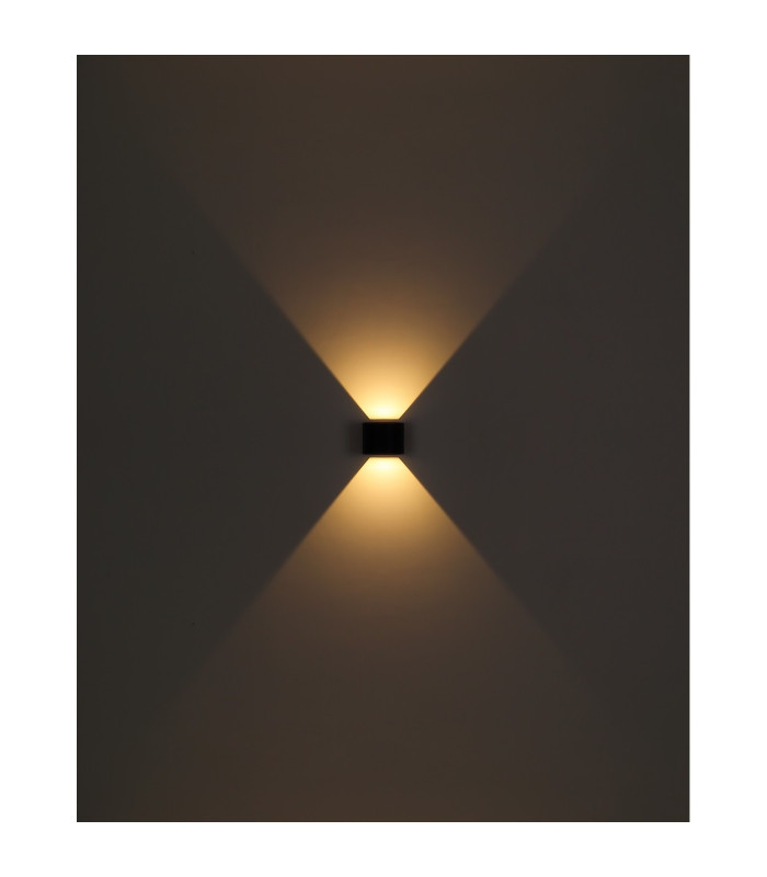 Veronika Outdoor Up Down Wall Lamp Matt Black IP54 Clear Glass Shade LED 3000K-5