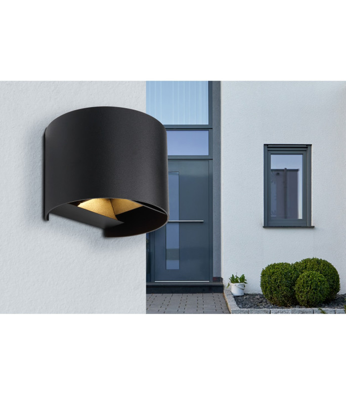 Veronika Outdoor Up Down Wall Lamp Matt Black IP54 Clear Glass Shade LED 3000K-8