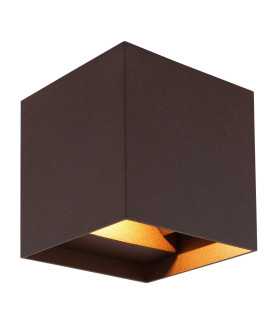 Veronika Outdoor Up Down Wall Lamp Rust Colored Matt IP54 Clear Glass Shade 2x LED 3000K-1