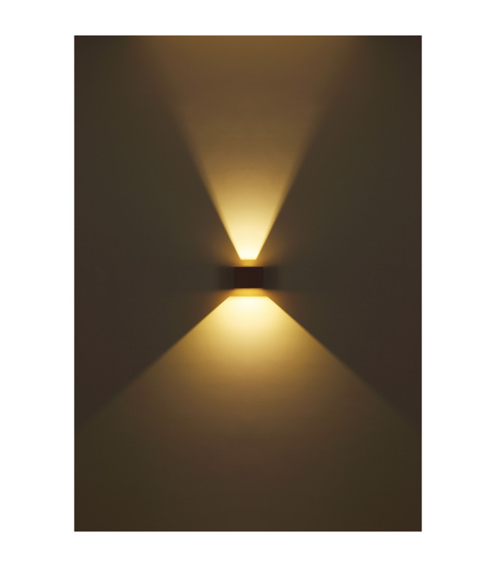 Veronika Outdoor Up Down Wall Lamp Rust Colored Matt IP54 Clear Glass Shade 2x LED 3000K-6