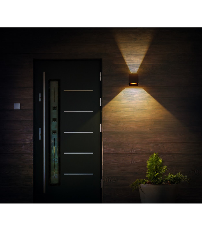 Veronika Outdoor Up Down Wall Lamp Rust Colored Matt IP54 Clear Glass Shade 2x LED 3000K-7