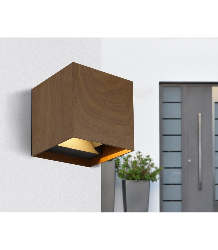 Veronika Outdoor Up Down Wall Lamp Wood Look Dark IP54 2x LED 3000K-8