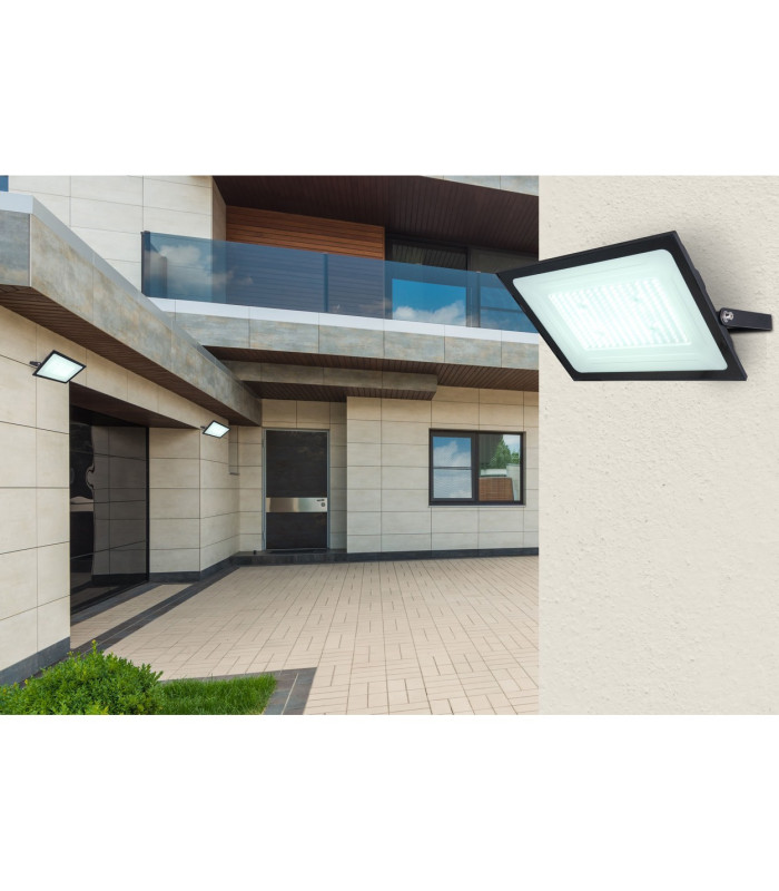 Helga I 19000lm Outdoor Flood Light Black IP44 Clear Glass Shade LED 6000K-5