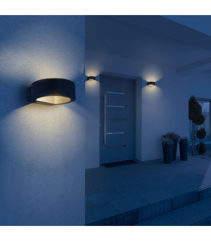 Slice I Outdoor Up Down Wall Lamp Matt Black IP54 Clear Glass Shade LED 3000K-7