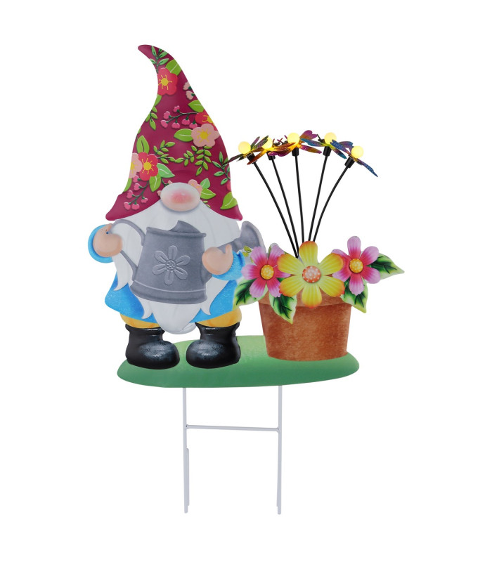 Solarleuchte Outdoor Lighting Colorful IP44 Gnome With Flowers And Butterflies 5x LED 3000K-3