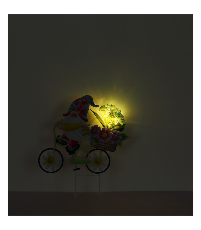 Solarleuchte Outdoor Lighting Colorful IP44 Gnome On A Bicycle With Flowers 20x LED 3000K-5