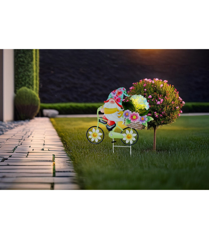 Solarleuchte Outdoor Lighting Colorful IP44 Gnome On A Bicycle With Flowers 20x LED 3000K-6