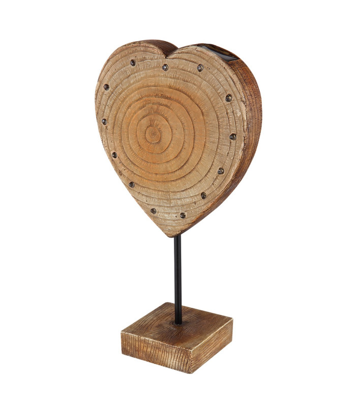 Solarleuchte Heart Outdoor Portable Lamp Wood Look IP44 13x LED 3000K-2
