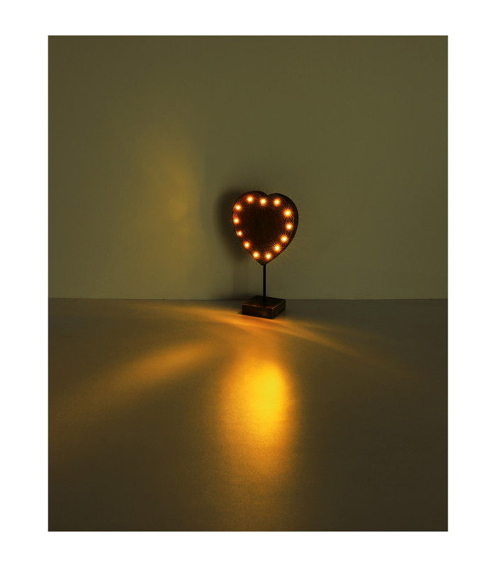 Solarleuchte Heart Outdoor Portable Lamp Wood Look IP44 13x LED 3000K-6