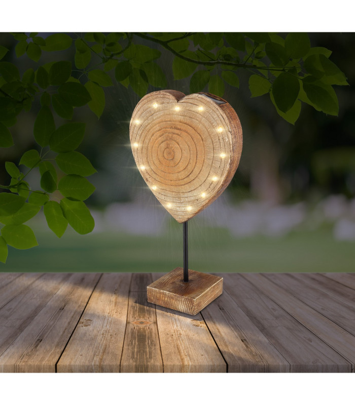 Solarleuchte Heart Outdoor Portable Lamp Wood Look IP44 13x LED 3000K-7