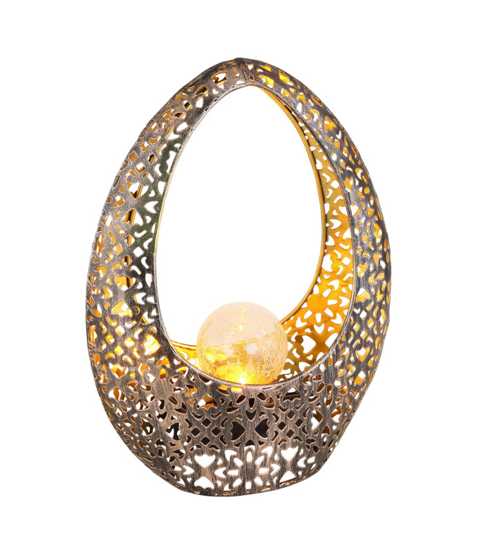 Solarleuchte Outdoor Portable Lamp Bronze Colored IP44 Clear Crackle Glass Shade LED 3000K-1