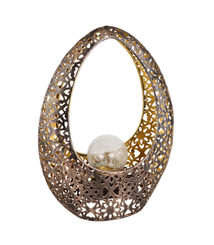 Solarleuchte Outdoor Portable Lamp Bronze Colored IP44 Clear Crackle Glass Shade LED 3000K-2