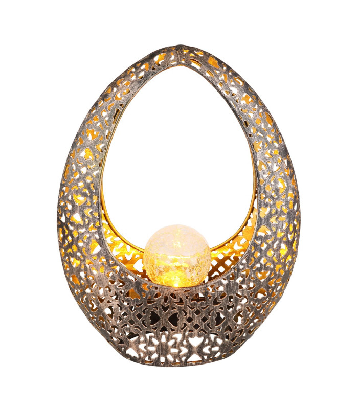 Solarleuchte Outdoor Portable Lamp Bronze Colored IP44 Clear Crackle Glass Shade LED 3000K-3