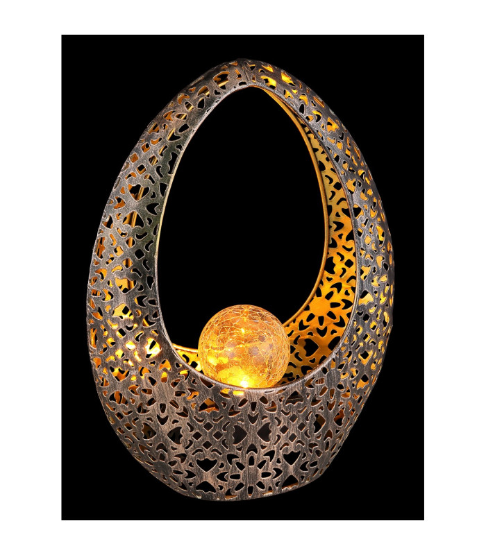 Solarleuchte Outdoor Portable Lamp Bronze Colored IP44 Clear Crackle Glass Shade LED 3000K-4