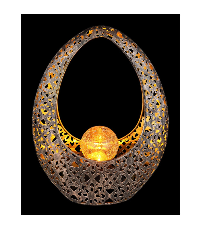 Solarleuchte Outdoor Portable Lamp Bronze Colored IP44 Clear Crackle Glass Shade LED 3000K-5