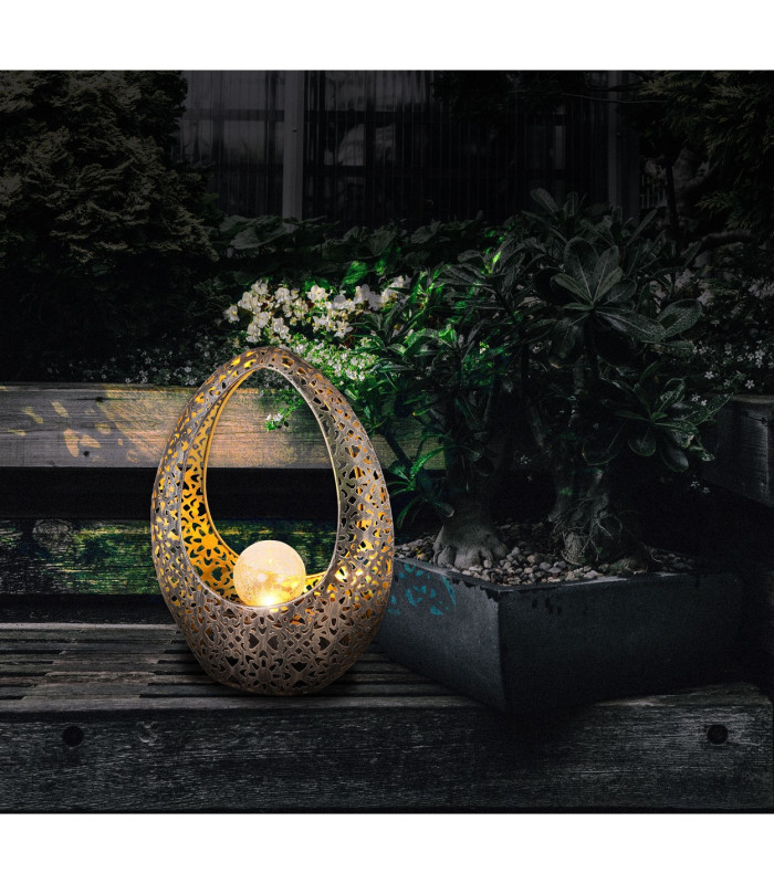 Solarleuchte Outdoor Portable Lamp Bronze Colored IP44 Clear Crackle Glass Shade LED 3000K-7