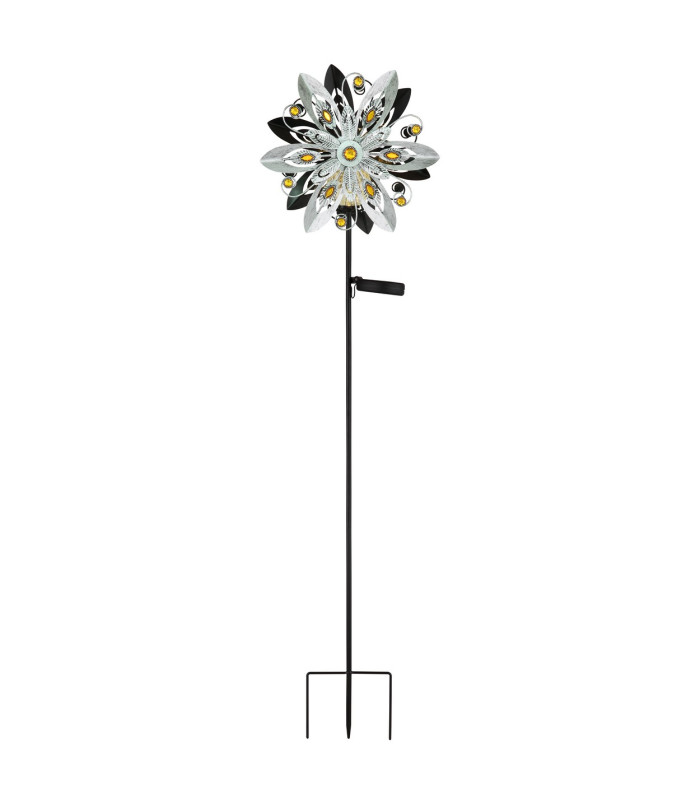 Solarleuchte Outdoor Portable Lamp Silver Grey IP44 Ball Clear Glass Shade LED 3000K-3