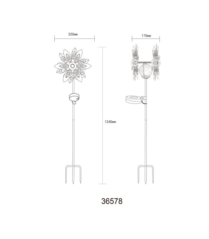 Solarleuchte Outdoor Portable Lamp Rust Colored IP44 Ball Clear Glass Shade LED 3000K-10