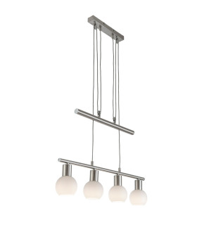 Loxy Bar Pendant Ceiling Light Nickel Matt Opal Matt Glass Shade 4x E14 3000K