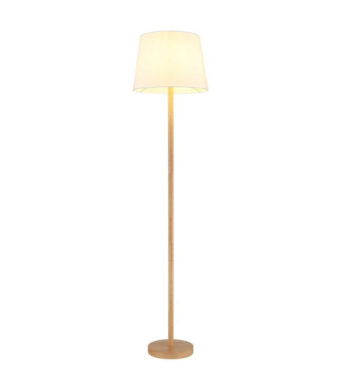 Joris Floor Lamp with Tapered Shade Wood Look 1x E27-1