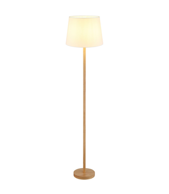 Joris Floor Lamp with Tapered Shade Wood Look 1x E27-3