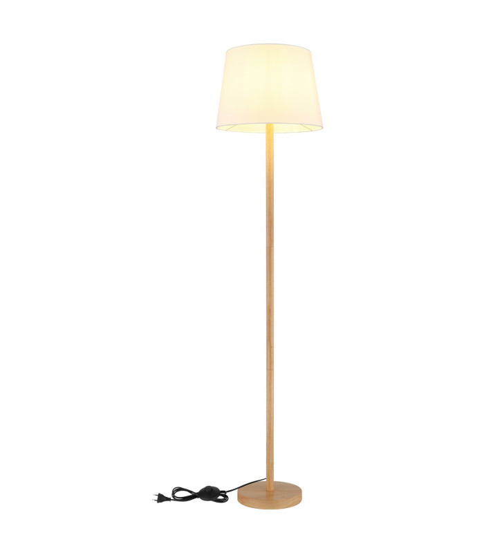 Joris Floor Lamp with Tapered Shade Wood Look 1x E27-5